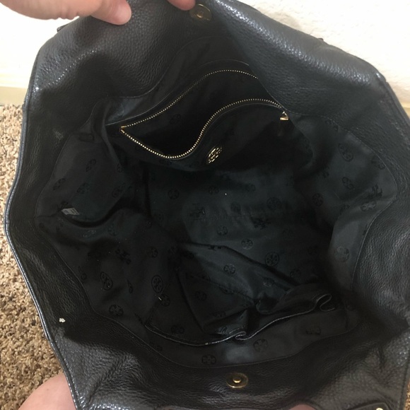 Tory Burch Thea Round Tote Black Leather Shoulder Bag - Picture 7 of 12